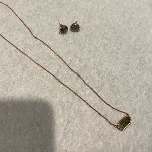 Monica Vinader rose gold earring and necklace set